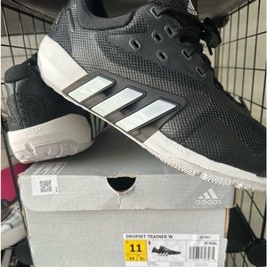 Adidas size 11, black and white sneakers weight training, almost new women’s